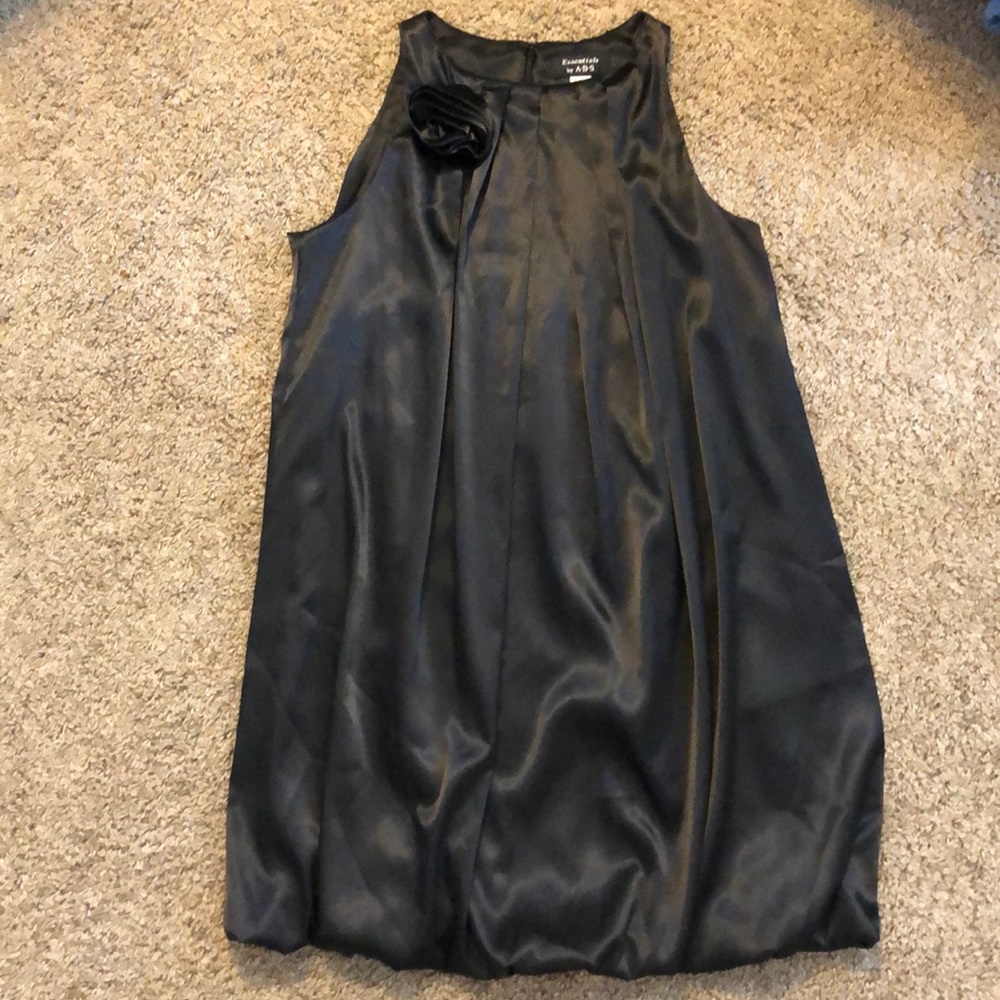 Essentials by A B S black satin bubble dress with Rose Size 8